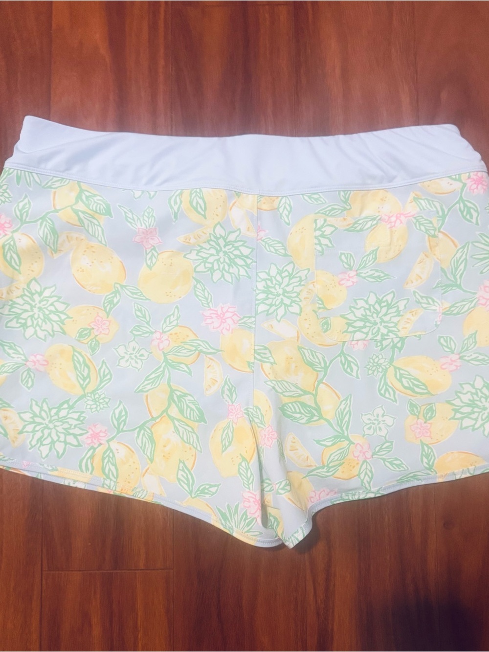 Lilly Pulitzer Lemon Print Athletic Shorts in White and Yellow